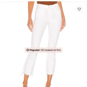 Mother Insider Crop Step Fray White Jeans